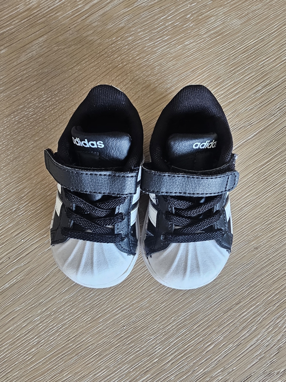 adidas Kids Black & White Superstar Sneakers